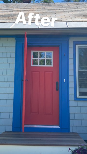 Repainted Door With Red And Blue